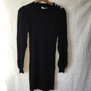 MNG Black Long Sleeve w/ Embellished Shoulder Dress